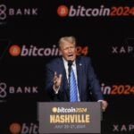 President Trump speaking at Bitcoin 2024 in Nashville.