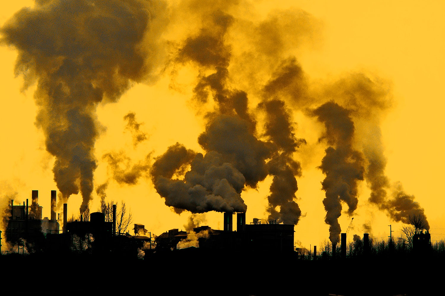 Smoke and steam emits from paper mill in Eureka, California.