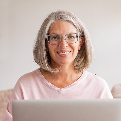 Records management - manager working on laptop