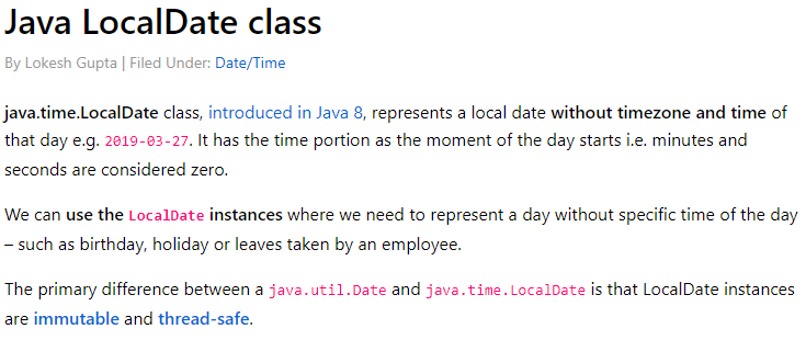 Java LocalDate class
