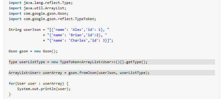 Gson parse json array to list