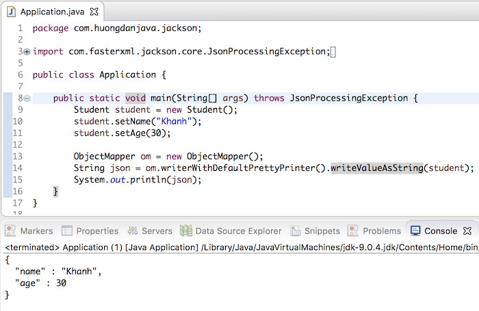 Convert Java object to JSON using Jackson