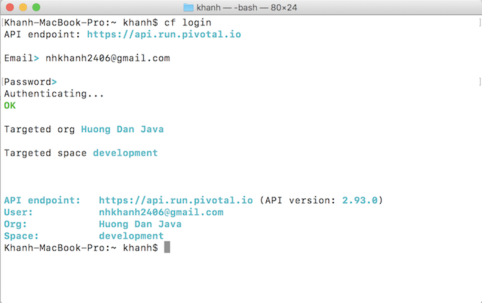 Using Push command in Cloud Foundry