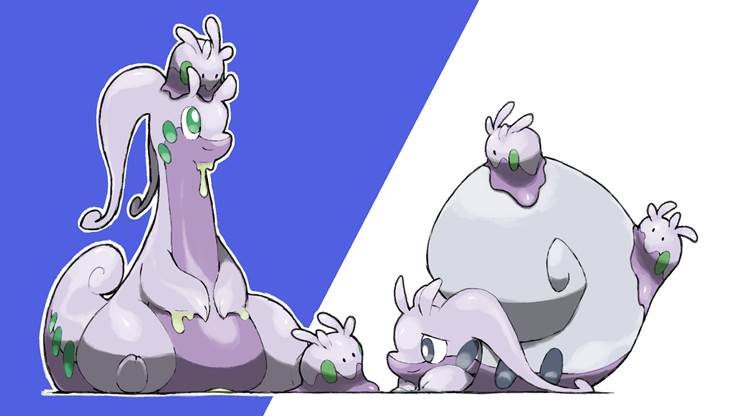 Goodra and Goomy|插画师blacknirrow的黏美龙插画图片