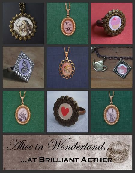 alice in wonderland themed jewellery at brilliantaether.com