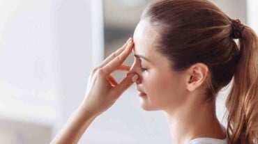 Woman doing breathing exercise