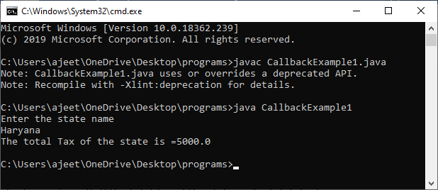 Java callback function