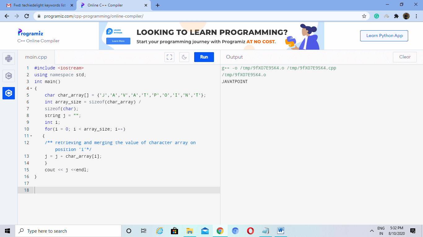 Char array to string in C++