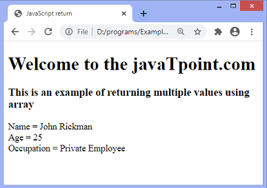 JavaScript return