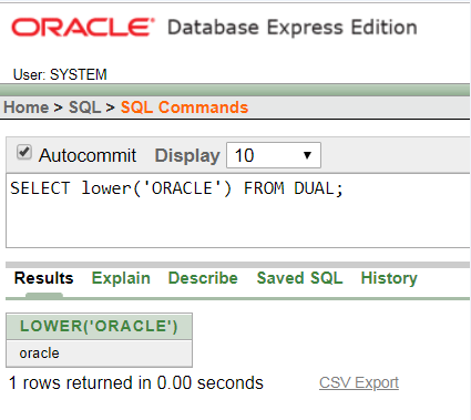 Oracle String LOWER() Function