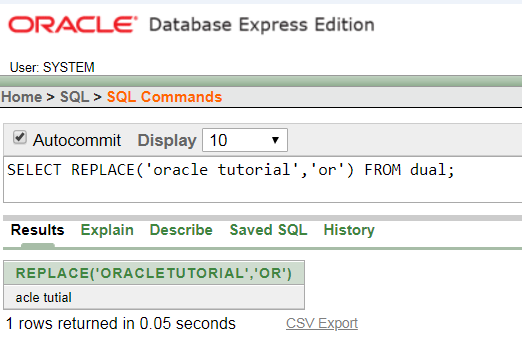 Oracle String REPLACE() Function