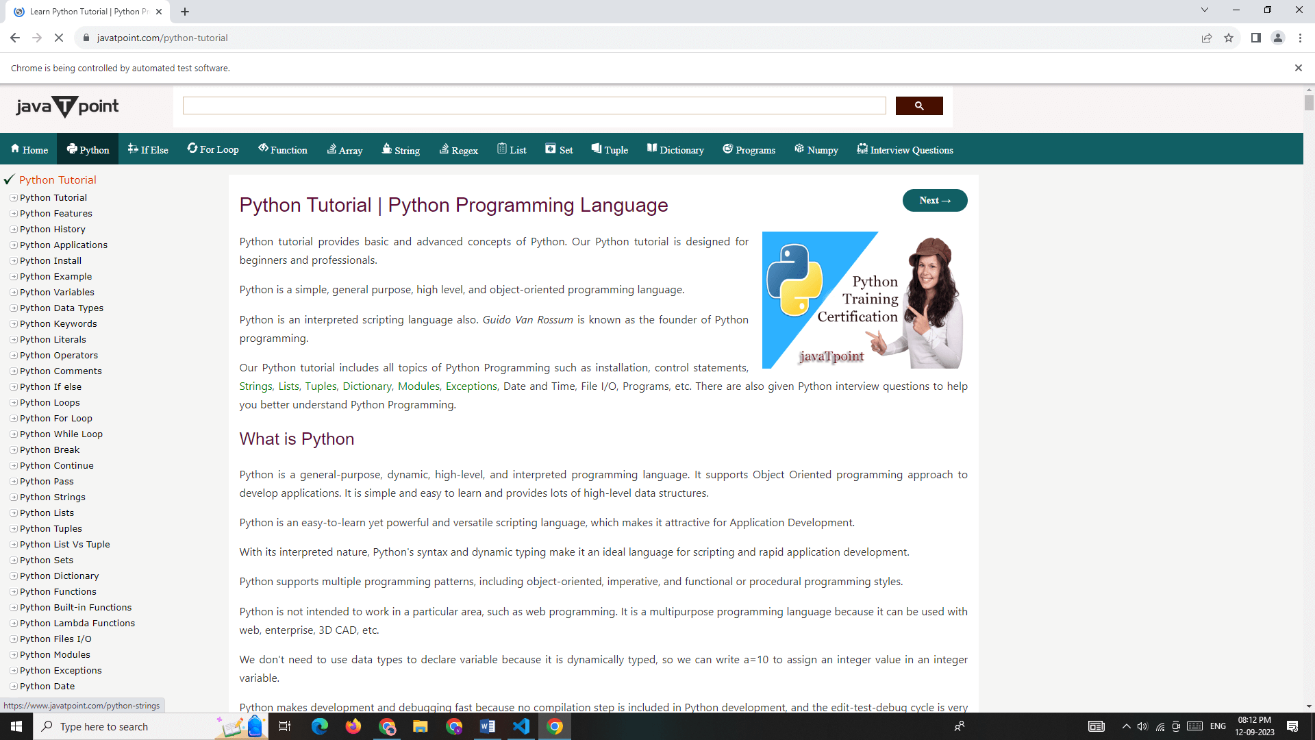 Back Driver Method - Selenium Python