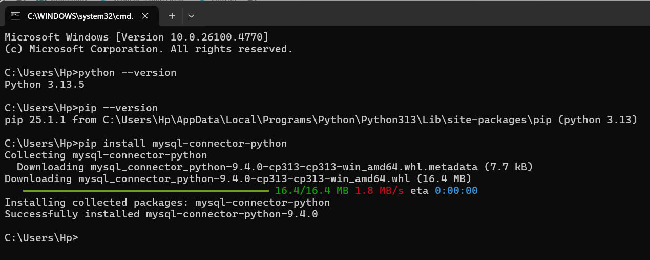 Python MySQL Environment Setup