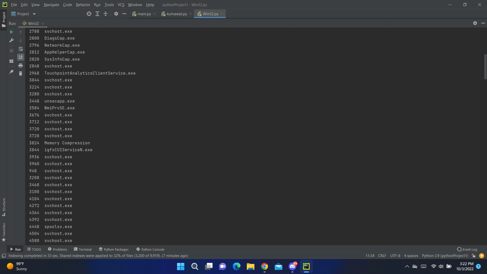 Python Win32 Process