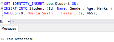 SQL server insert data