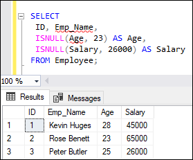 SQL Server ISNULL Function