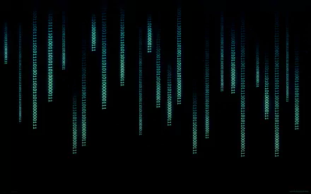 HD desktop wallpaper featuring a Matrix-inspired design with green binary code cascading against a black background, evoking themes of hacking and technology.