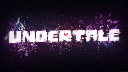 HD PC desktop wallpaper featuring a glitch-style UNDERTALE logo with dark, vibrant purple and red splashes, inspired by the Undertale video game.