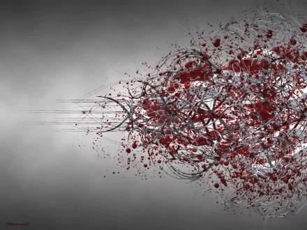 HD desktop wallpaper and background showcasing an abstract CGI design with dynamic red and gray splatters and swirls on a neutral gradient backdrop.