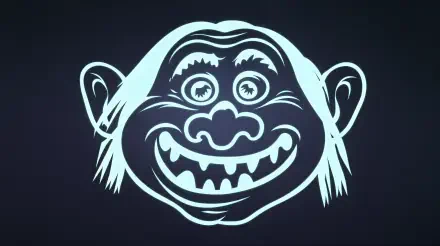 A 4K Ultra HD desktop wallpaper featuring a stylized troll face, characterized by exaggerated facial features, wide eyes, and a mischievous grin against a dark background.