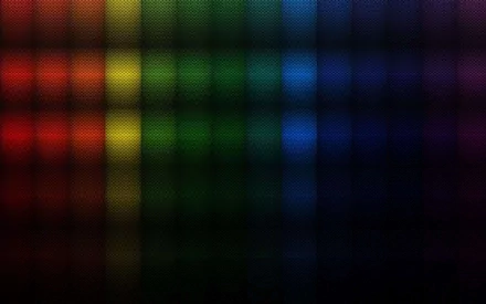 Abstract 3D HD PC desktop wallpaper featuring a grid of vibrant vertical color bands transitioning from red to purple on a dark background.