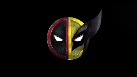 HD desktop wallpaper featuring a combined logo of Deadpool and Wolverine on a black background.