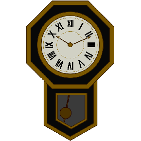 昔風の振り子式壁掛け時計のイラスト