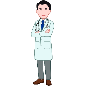 キリリとしたハンサムな若い男性医師のイラスト