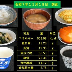 山本89歳・食事療法・令和7年11月18日の食事