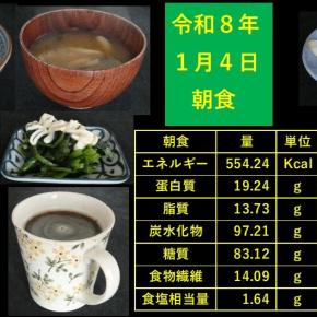 山本89歳・食事療法・令和8年1月4日の食事