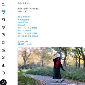 X投稿！マドカさん！ 2025.11.24 ─ マドカさん 2024.11.30 神宮東公園 ─