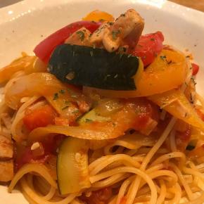 チキンのトマト煮 スパゲティ