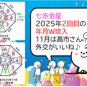 〔七赤金星〕2025年2回目の年月W坎入の11月は高市さん外交がいいね♪