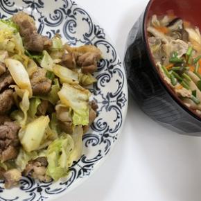 親鶏肉とキャベツのガーリック炒め