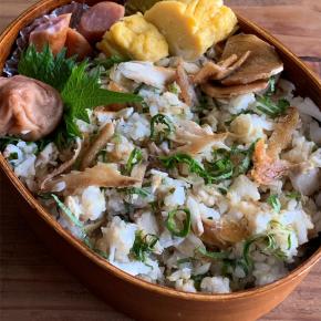 お弁当（夫）220419 ほっけとお薬味の混ぜご飯