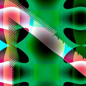 緑櫛歯硝子貼赤照明覆