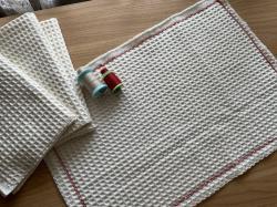 ワッフル生地でバスマット(ヘタ過ぎびっくり！) ＋セリアソーインググッズ