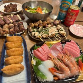 大晦日は焼き鳥とお刺身