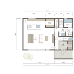 2階建×4LDK×35坪｜玄関付近に水回りがある回遊できる間取り｜No.2-34
