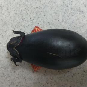 学校で育てたナス。