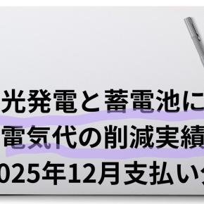 太陽光発電と蓄電池による電気代の削減実績（2025年12月支払い分）