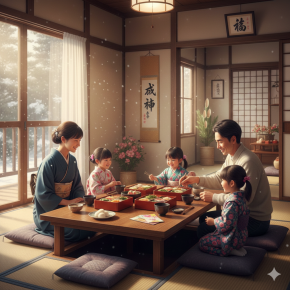 家の中で静かに過ごす元日