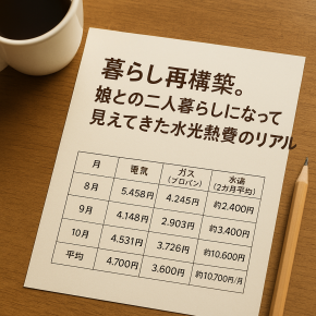 暮らし再構築。娘との二人暮らしになって見えてきた水光熱費のリアル