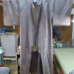 紬袷 掛衿ヤケ・黄変しみ 丸洗い・しみ抜き 正絹素材