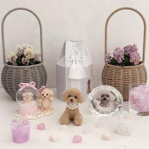 49回目月命日 ピンクの可愛いシュシュキャンドルとお花で...