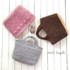 編み上がりのニットバッグたち☆