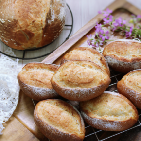 長時間発酵カンパーニュとほうじ茶クリーム＠お家パン