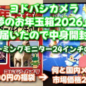 ヨドバシ「夢のお年玉箱2026」が届いたので中身開封 ～ゲーミングモニター24インチの夢～