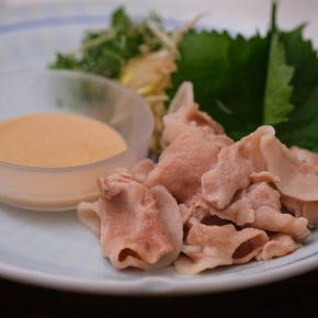 「豚の冷しゃぶ」と「福島の桃」